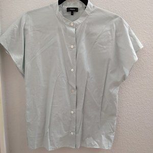 THEORY Lt Blue Short Sleeve Button Up Dolman Shirt Sz L Never Worn